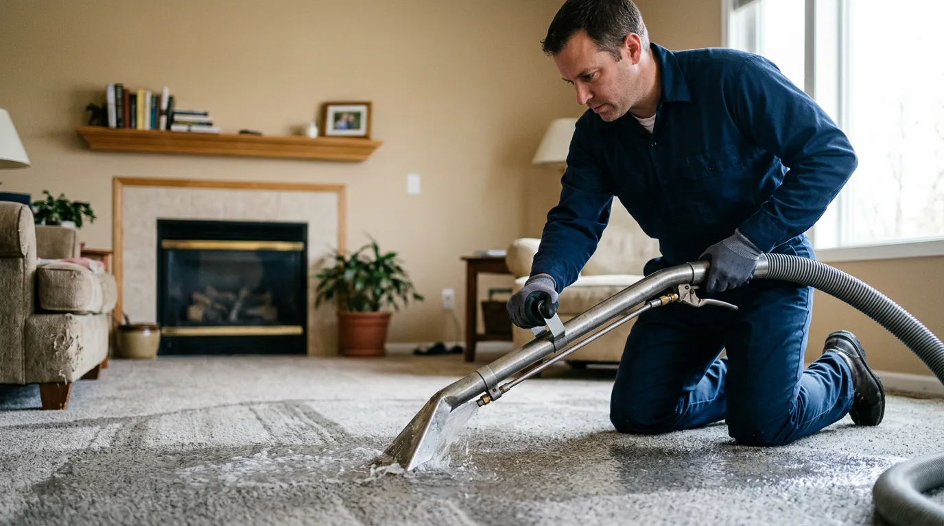 Water damage restoration technician working near Paw Paw, IL
